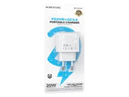 Блок питания сетевой 1 USB, 1 Type-C Borofone BAS44A Potential, пластик, PD20Вт, QC3.0, цвет: белый