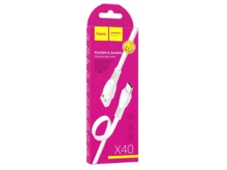 Кабель USB - Type-C HOCO X40 Noah, 1.0м, плоский, 2.4A, силикон, цвет: белый (1/33/330)