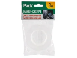 Нано-лента двусторонняя клейкая многоразовая, прозрачная, 3м*2см PARK (1/12/180)