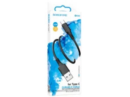Кабель USB - Type-C Borofone BX80, 1.0м, круглый, 2.4A, силикон, цвет: чёрный (1/360)