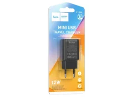 Блок питания сетевой 1 USB HOCO C134A Solid, 12Вт., пластик, 2.4A, цвет: чёрный (1/36/216)