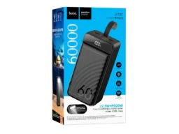Акк.внешн. HOCO J123C , пластик, дисплей, 60000mAh, PD3.0, 3,0А, цвет: чёрный (1/16)