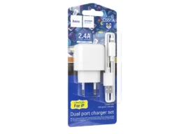 СЗУ 2 USB HOCO CS51A Surplus, 2.4A, кабель USB - 8 pin, цвет: белый (1/28/168)