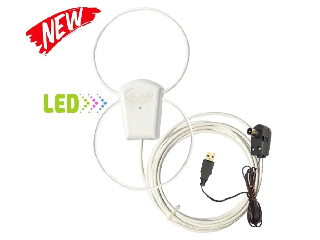 Антенна комнатная Led УР - 3У Уралка (16 Дб. 40км. кабель 3м., питание от USB )