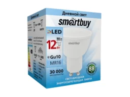 Лампа светодиодная SMARTBUY GU10 (MR16) 12Вт 220V 4000K (нейтральный свет) (10/100)