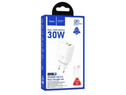 СЗУ 1 USB, 1 Type-C HOCO N63 Gentle, 3.0A, PD30Вт, кабель Type-C - 8 pin, цвет: белый (1/12/120)