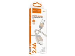 Кабель USB - 8 pin HOCO X110 Honorific, 1.0м, нейлон, 2.4А, цвет: золотой (1/31/310)