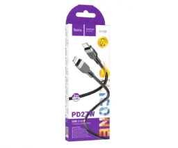Кабель Type-C - 8 pin HOCO X109 Energy, 2.0м, круглый, PD27Вт, 3.0А, силикон, чёрный (1/31/310)