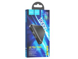 Акк.внешн. HOCO J100, 10000mAh, пластик, индикатор, 2 USB выхода, микро USB, Type-C, 2.0A, чёрный