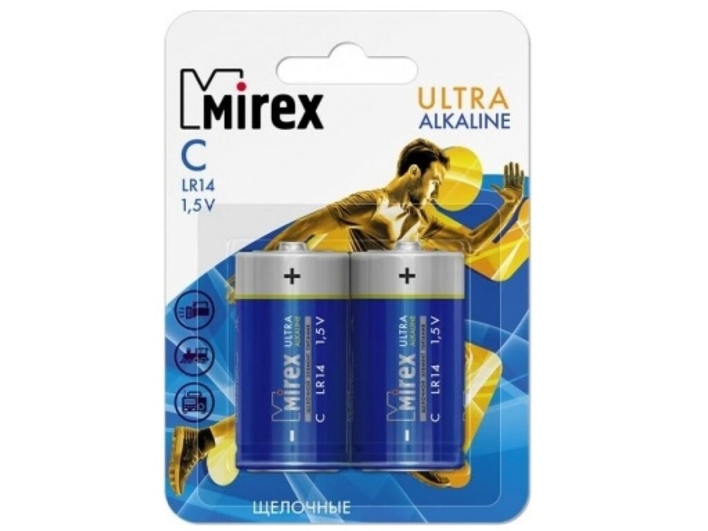Элемент питания Mirex LR14 / C 1,5V 2 шт (2/12/96), ecopack BL-2