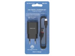СЗУ 1 USB Borofone BA20A, Sharp, 2100mA, пластик, кабель микро USB, цвет: чёрный