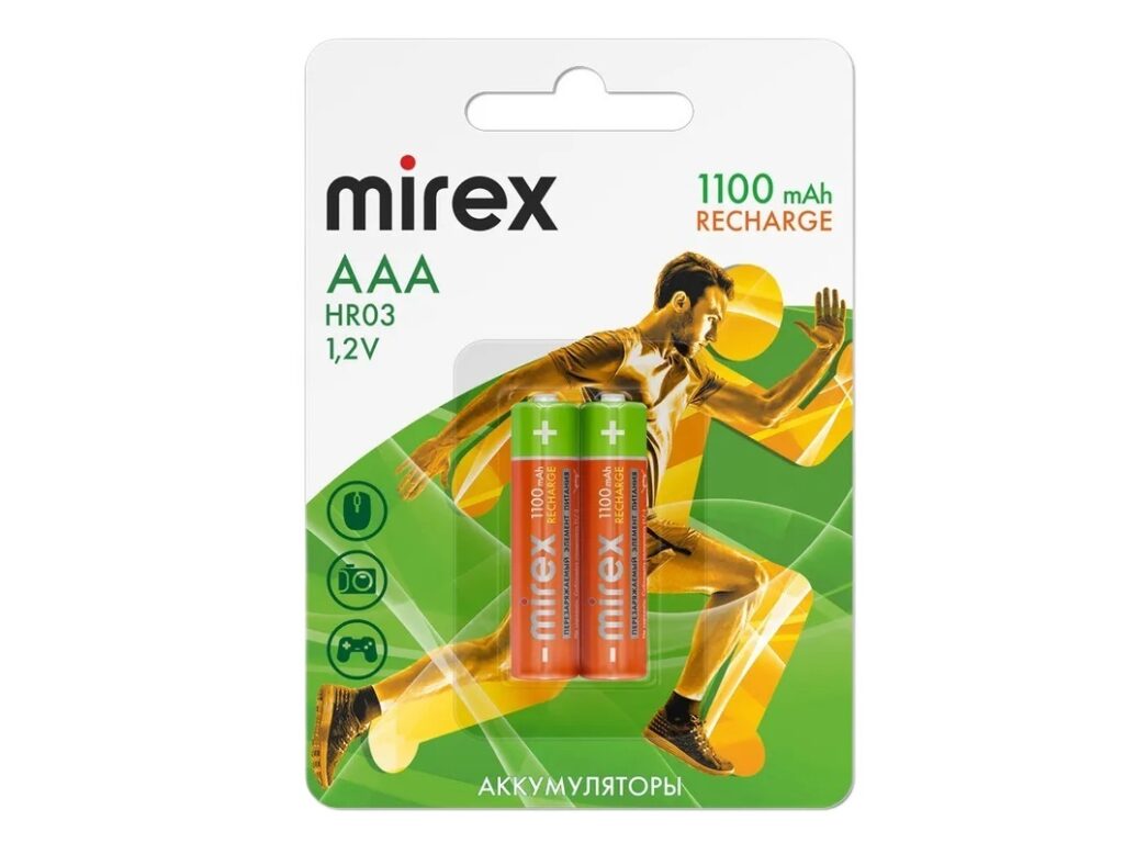 Аккумулятор Ni-MH Mirex HR03 / AAA 1100mAh 1,2V 2 шт (2/20/100), ecopack