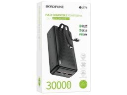 Акк.внешн. Borofone BJ57B Graceful, 30000mAh, PD20Вт, 1 USB выход, 8 pin, Type-C кабель, чёрный