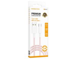 Кабель USB - Type-C Borofone BX117 Source, 1.0м, 3A, ткань, цвет: розовый (1/360)