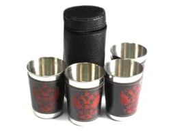 Стаканчики мал. (с кожей) (набор 4шт. В чехле) JB-04