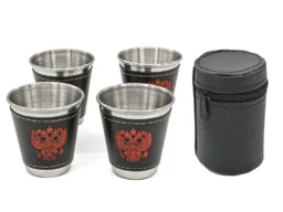 Стаканчики средн. (с кожей) (набор 4шт. В чехле) JB-05