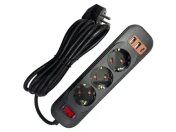 Сетевой фильтр N 2523 3м. 3 розетки, 2 USB, 1 Type -C, Чёрный