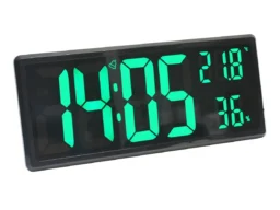 Часы / электр. № 3810 (Большие 41*16,5мм., пульт, температура, влажность) Зелёные