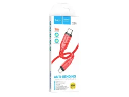 Кабель Type-C - Type-C HOCO X59 Victory, 1.0м, круглый, 3,0А, PD60Вт нейлон, цвет: красный (1/33/330