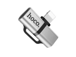 Переходник 8 pin - 2x 8 pin(f) HOCO LS20, плоский, пластик, цвет: серебряный (1/30/300)