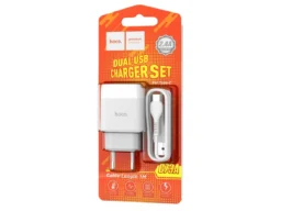СЗУ 2 USB HOCO C73A, Glorious, 2400mA, пластик, кабель Type-C, цвет: белый(1/30/180)