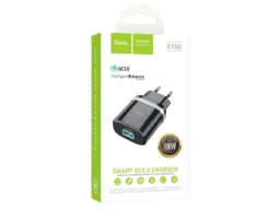 Блок питания сетевой 1 USB HOCO C12Q, 3000mA, пластик, QC3.0, цвет: чёрный (1/10/100)