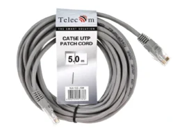 Патч-корд литой TELECOM UTP Кат. 5е, серый, 5 м. (1/100)