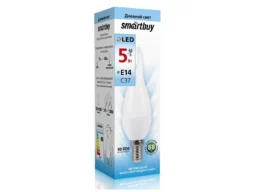 Лампа светодиодная SMARTBUY C37 5Вт 220V 4000K E14 (свеча на ветру, матовая, нейтральный свет) (1/10