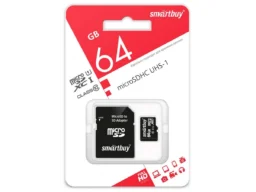 MicroSD 64GB Smart Buy Сlass 10 UHS-I + SD адаптер