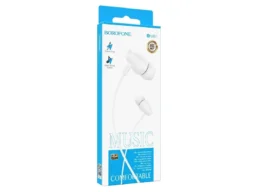 Гарнитура Borofone BM61, AUX разъём с МК без рег.громкости длина 1.2м, цвет: белый