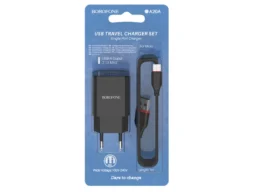 СЗУ 1 USB Borofone BA20A, Sharp, 2100mA, пластик, кабель микро USB, цвет: чёрный