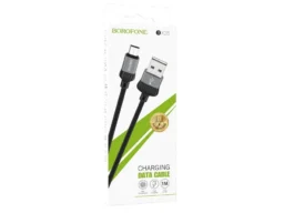 Кабель USB - микро USB Borofone BX28 1.0м, круглый, 3.0A, силикон, цвет: чёрный, с серой вставкой