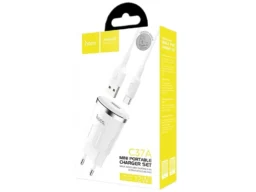 СЗУ 1 USB HOCO C37A, Thunder, 2400mAh, пластик, кабель Type-C, цвет: белый (1/21/126)