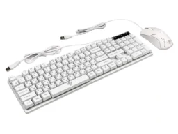 Проводной игровой набор KMG-2305U WHITE Nakatomi Gaming - клавиатура + опт. мышь с RGB подсветкой