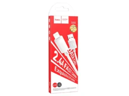 Кабель USB - 8 pin HOCO X88 Gratified, 1.0м, круглый, 2.4A, силикон, цвет: белый упакован (1/34)