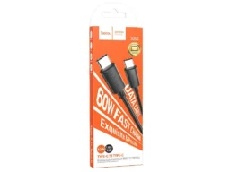 Кабель Type-C - Type-C HOCO X88 Gratified, 1.0м, круглый, 2.4A, силикон, PD60W, цвет: чёрный (1/34)