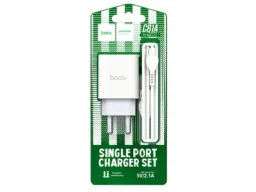 СЗУ 1 USB HOCO C81A, Asombroso, 2100mA, пластик, огнестойкий, кабель Type-C, X37 cool, цвет: белый