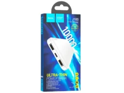 Акк.внешн. HOCO J100, 10000mAh, пластик, индикатор, 2 USB выхода, микро USB, Type-C, 2.0A, белый