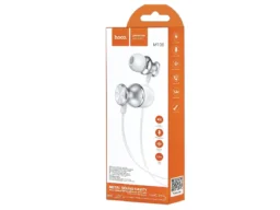 Гарнитура HOCO M106 Fountain, микрофон, кнопка ответа, кабель 1.2м, цвет: серебряный