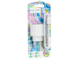 СЗУ 1 USB HOCO C109A Fighter, QC3.0, кабель Type-C, цвет: белый (1/27/162)