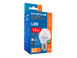 Лампа светодиодная KRONUS G45 шар 12 Вт 220V 3000K E27 тёплый свет (10/100)