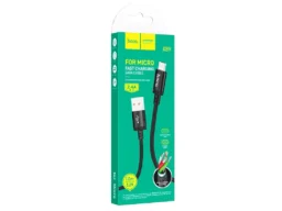 Кабель USB - микро USB HOCO X89 Wind, 1.0м, 2.4A, ткань, цвет: чёрный (1/1000)