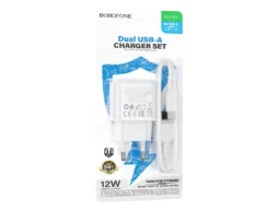 СЗУ 2 USB Borofone BAS41A Potential, пластик, кабель USB - Type-C, цвет: белый (1/54/216)