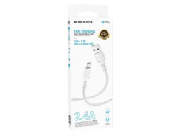 Кабель USB - микро USB Borofone BX116 Certain, 1.0м, 2.4A, ткань, цвет: белый (1/360)