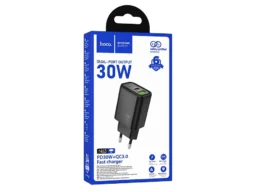 Блок питания сетевой 1 USB, 1 Type-C HOCO N63 Gentle, 3.0A, PD30Вт, цвет: чёрный (1/12/120)