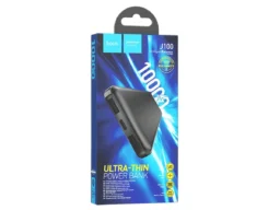 Акк.внешн. HOCO J100, 10000mAh, пластик, индикатор, 2 USB выхода, микро USB, Type-C, 2.0A, чёрный