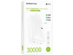 Акк.внешн. Borofone BJ57B Graceful, 30000mAh, PD20Вт, 1 USB выход, 8 pin, Type-C кабель, белыё