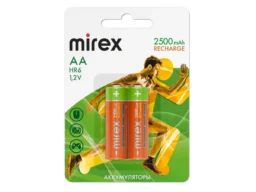 Аккумулятор Ni-MH Mirex HR6 / AA 2500mAh 1,2V 2 шт (2/20/100), ecopack BL-2