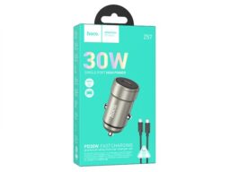 АЗУ 1 Type-C HOCO Z57 Glorious, 3.0A, металл, QC3.0, PD30Вт, кабель Type-C - 8 pin, серый