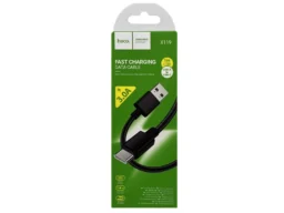 Кабель USB - Type-C HOCO X119, 1.0м, круглый, ткань, 3.0A, цвет: черный (1/1000)